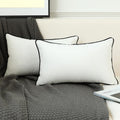 Ligicky Set Of 2 White Velvet Lumbar Pillow Covers Modern Minimalist Style Solid Decorative Black Rope Edging Soft Rectangle Cus