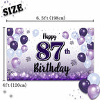 LASKYER Happy 87th Birthday Backdrop Banner, Polyester, Purple, 78" x 47"
