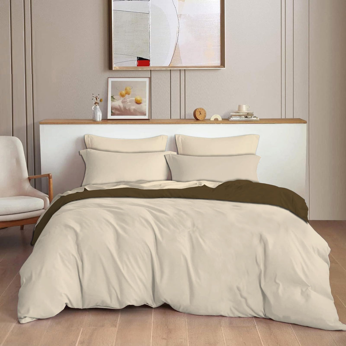 TIB Glace Cotton 140 GSM Plain King Size Bedsheet with 2 Pillow Covers, Bedsheet for Double Bed, 90X100 Inches, for Home, Hotel,