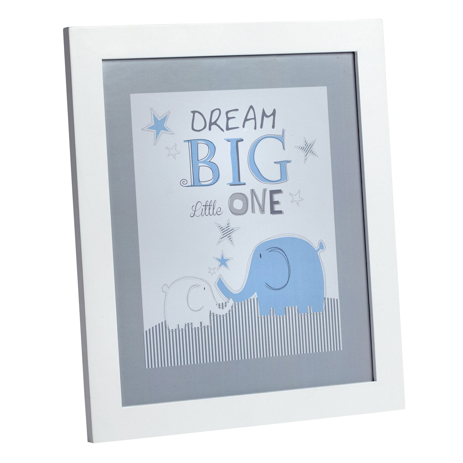 Zutano Elefant Blau Framed Wall Decor, White/Blue/Grey, 12 x 14