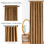 Lazzzy Velvet Curtains Golden Brown Room Darkening Thermal Insulated Curtains 72 Inch Length Drapes For Bedroom Living Rod Pocke