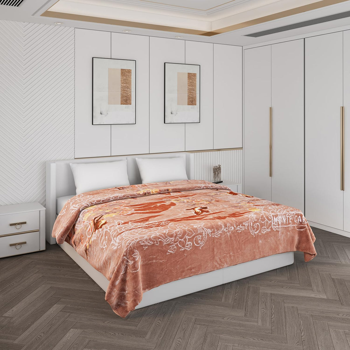 Monte Carlo Heavy Winter Double Bed Blanket Emperor 2 Ply 890 GSM | 4.5 KG (Width 2.20 M X Length 2.40 M) Browm