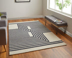 HomeRoots 514382 9 x 12 ft. Gray Ivory & Black Wool Abstract Hand Tufted Handmade Rectangle Area Rug
