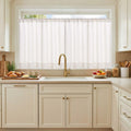 jinchan White Kitchen Curtains 36 Inch Length Textured Short Cafe Curtains Farmhouse Window Treatment Tiers for Bathroom Laundry