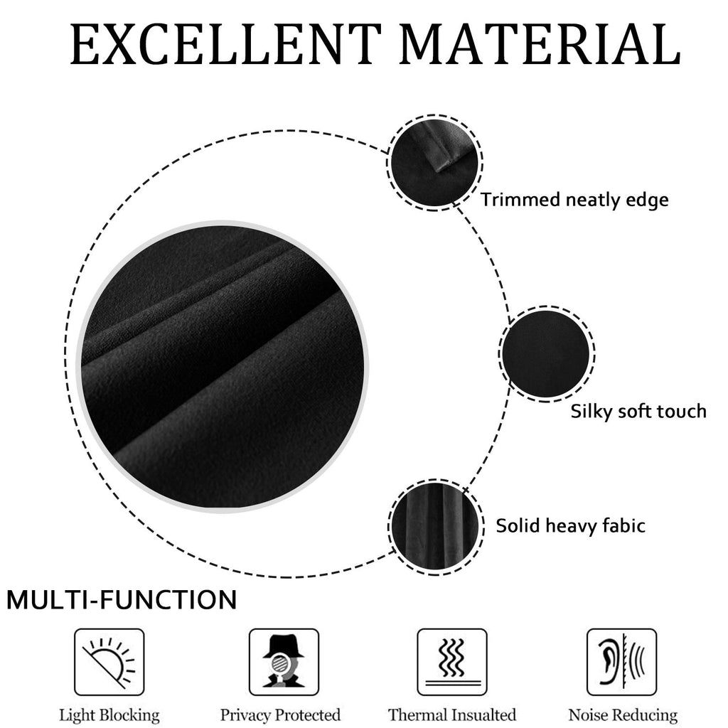 Smiletime Black 84 In Long Velvet Curtains With Grommet, Thermal Insulated Super Soft Privacy Noise Reducing Light Blocking Velv