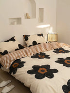 Clothknow Sunflower Comforter Sets Twin White Grey Bedding Sets Pumpkin Grid Bedding Comforter Sets 3Pcs Bed Comforter Sets With 2 Pillowcases