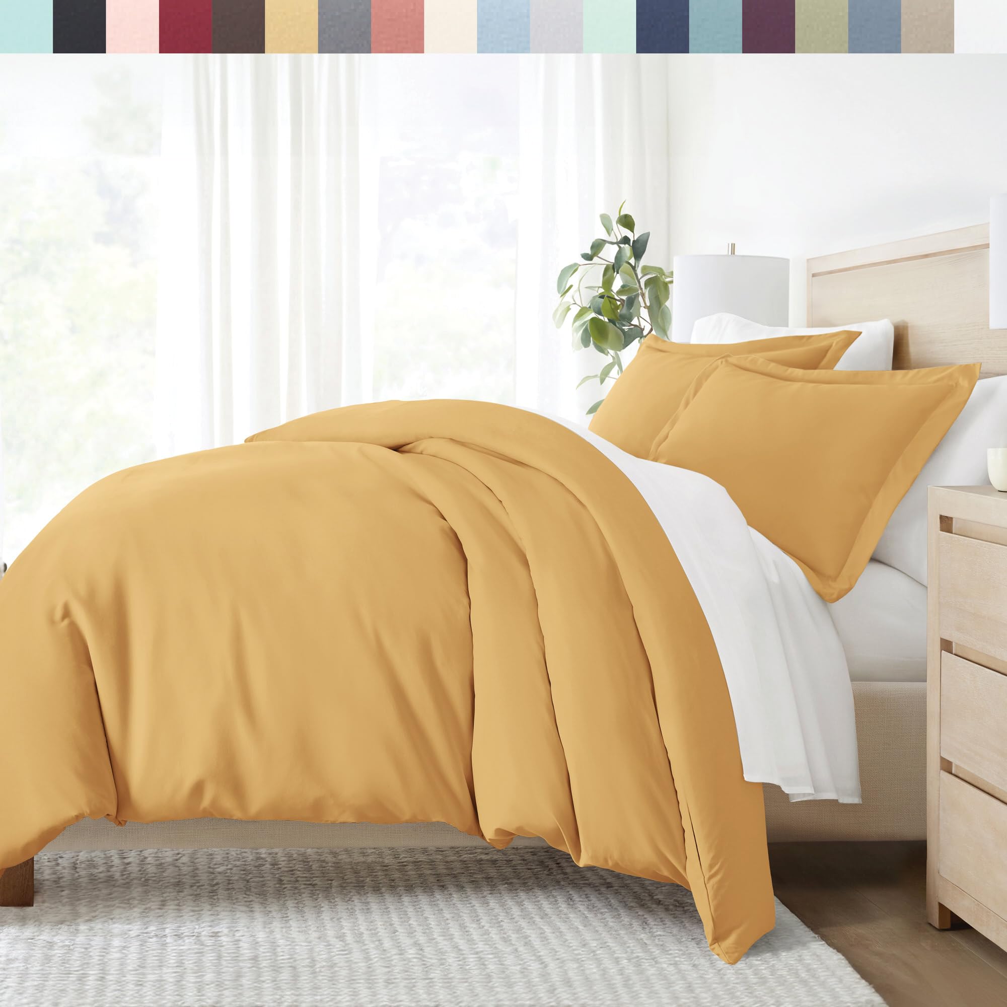 Linen Market Duvet Cover Queen (Gold) - Experience Hotel-Like Comfort With Unparalleled Softness, Exquisite Prints & Solid Color