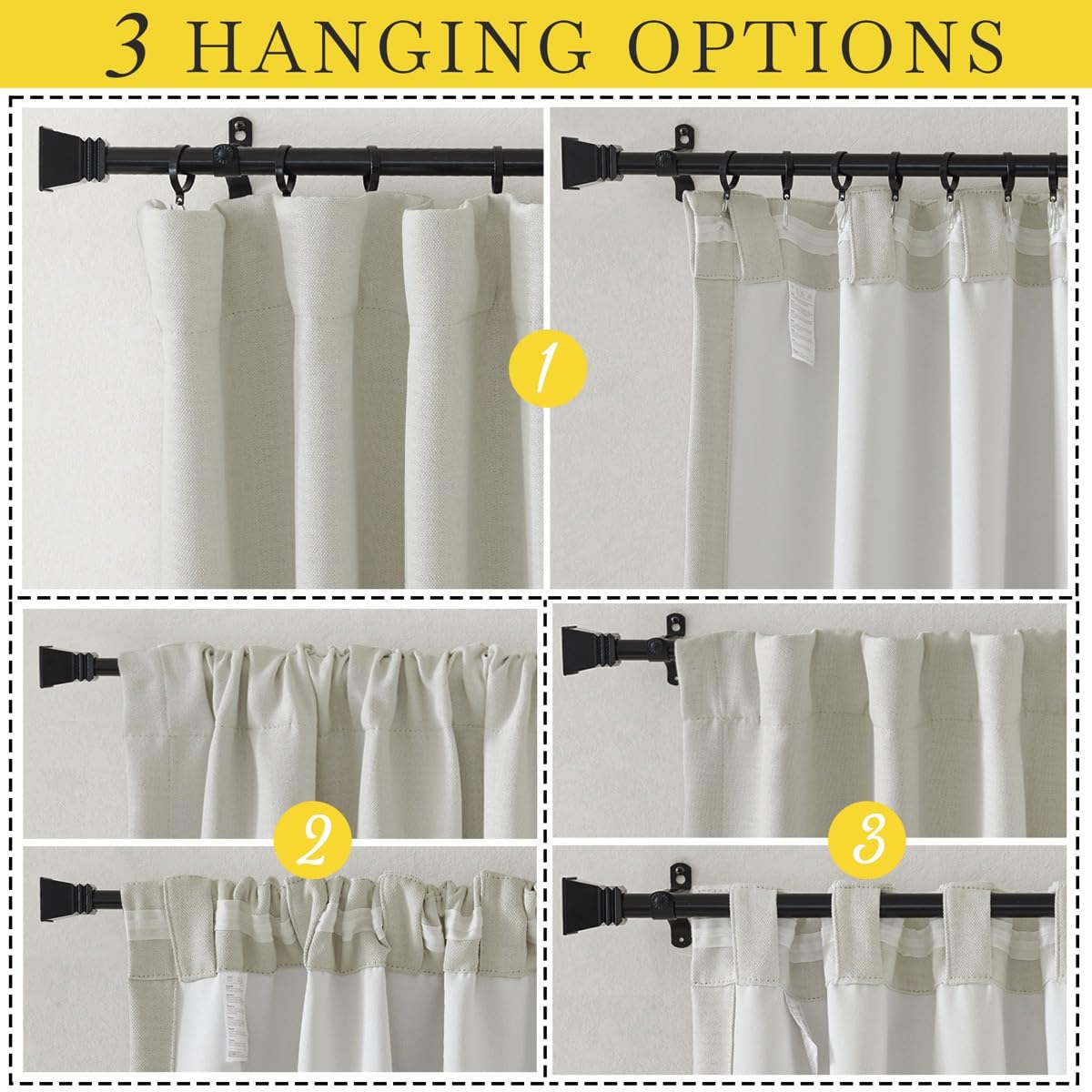 Nicetown Faux Linen Curtains 90 Inches Long For Doorway, Pinch Pleated Thick Room Darkening Window Treatments Noise Reducing Pri