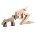 ISHINE Handmade Wooden Dog Gift for Dog Lover,Wooden Carving Dog,Dog Statue Wood Small Decorations for Home,Office,Living Room