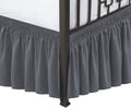 Biscaynebay Wrap Around Bed Skirts With Split Corners For King Beds 16' Drop, Dark Grey Elastic Dust Ruffles Easy Fit Wrinkle &