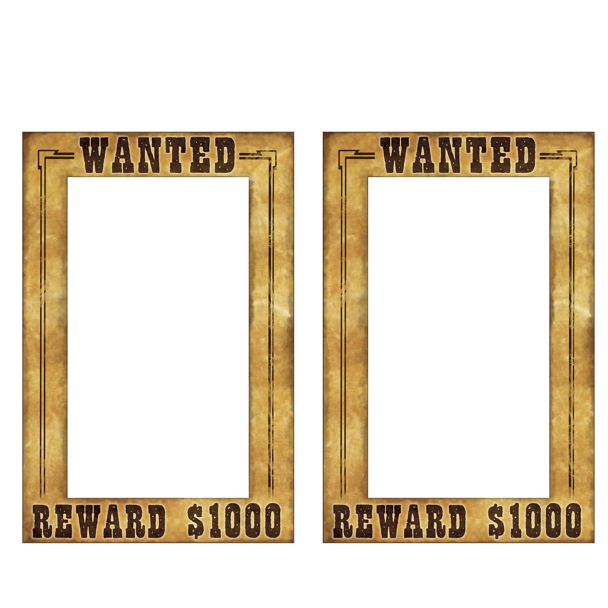 Beistle 2-Piece Western Wanted Photo Booth Selfie Frames, Wild West Cowboy Western Photo Op Props, Saloon Themed Party Supplies,
