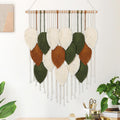 Khoyime Macrame Wall Hanging Boho Woven Tapestry, Chic Home Decor Modern Bohemian Handmade Leaf Feather Wall Art Decorations For