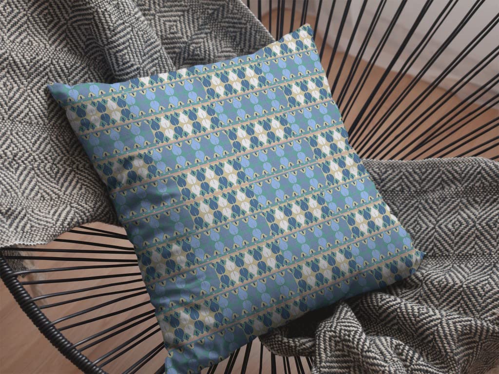 HomeRoots Muted Light Blue Cream Broadcloth 16' Blue Cream Spades Indoor Outdoor Throw Pillow