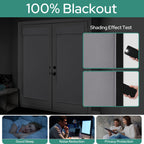 Homeideas 100% Blackout French Door Curtains, Privacy Door Curtains For Door Window, 26 X 80 Inch Room Darkening Curtains, Thermal Insulated Door Window Shades For Bedroom, (1 Panel, Greyish White)