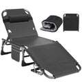 ABORON Heavy Duty Tanning Chair, 5-Gear Outdoor Folding Chaise Lounge Chair with Cushion,Portable Beach Lounge Chair for Outdoor