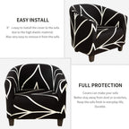 Searchi Club Chair Slipcover Stretch Barrel Chair Covers Printed Tub Chair Slipcovers Soft Spandex Armchair Sofa Cover Removable