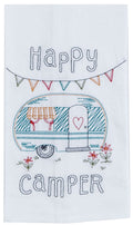 Kay Dee Designs R3011 Happy Camper Embroidered Flour Sack Towel , White, Small