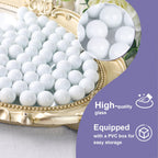 Domestar 1Lb Glass Marbles Bulk, Round Glass Marbles 0.63 Inch Vase Fillers White Glass Beads For Marble Runs Home Decor