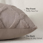 Decoruhome Throw Pillow Covers 12X20 Inch Set Of 2, Soft Plush Faux Fur Wool Lumbar Khaki Couch Pillow Covers, Decorative Pillow Cases For Bed Sofa Living Room Home Decor