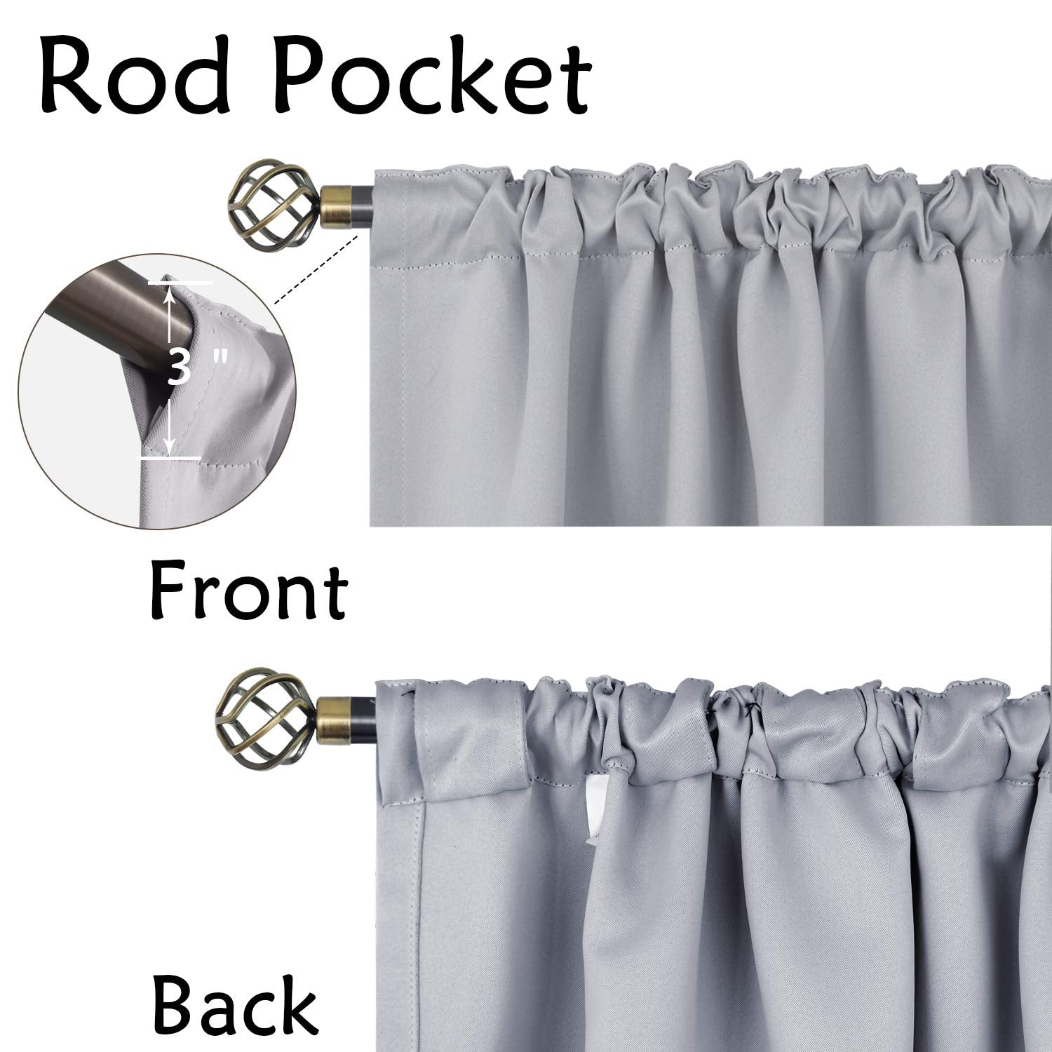 Bgment Rod Pocket And Back Tab Blackout Curtains For Bedroom - Thermal Insulated Room Darkening Curtains For Living Room, 2 Window Curtain Panels (70 X 63 Inch, Light Grey)