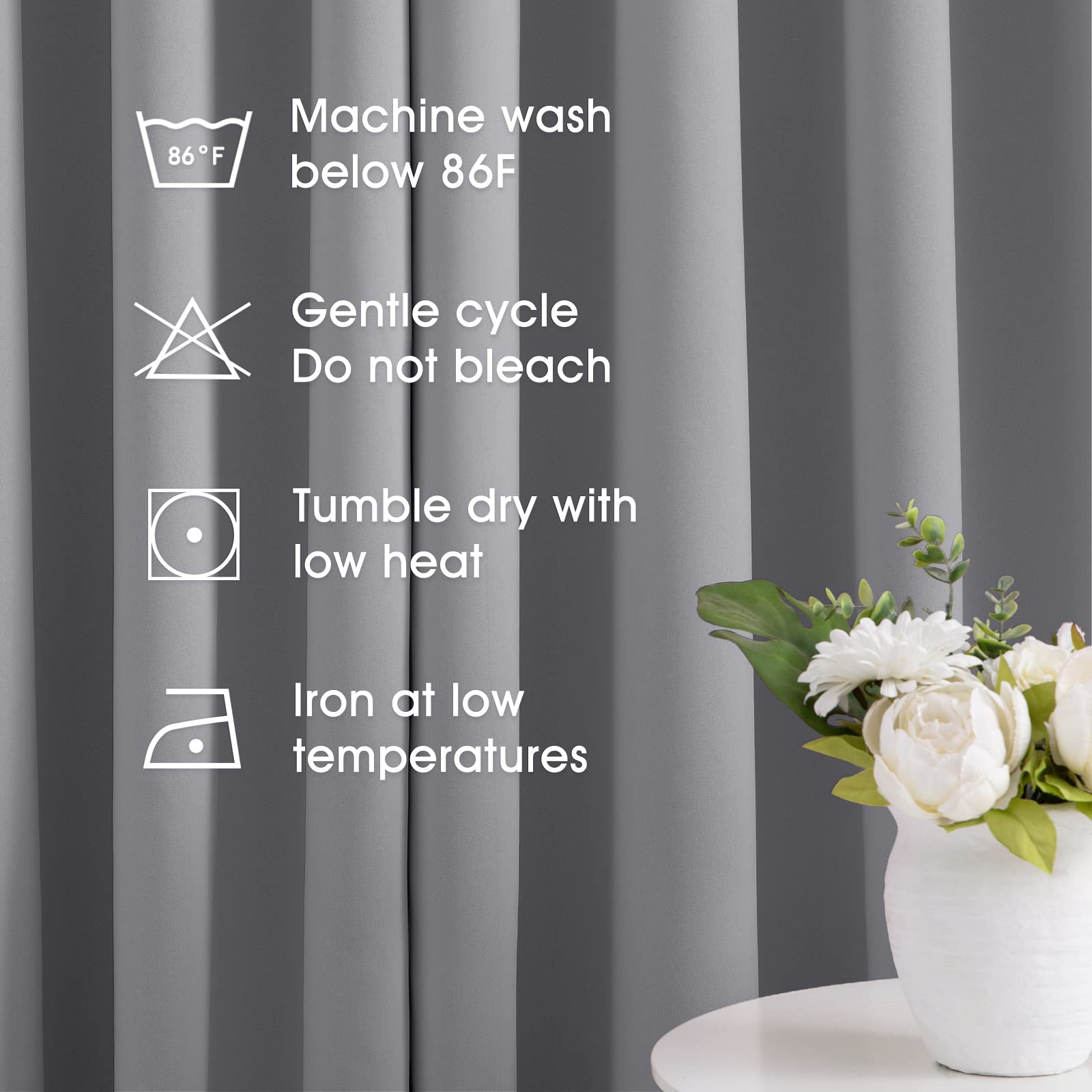Homeideas Blackout Curtains For Bedroom 52 X 84 Inch Long 2 Panels Set Light Grey/Gray Room Darkening Curtains/Drapes, Soundproo