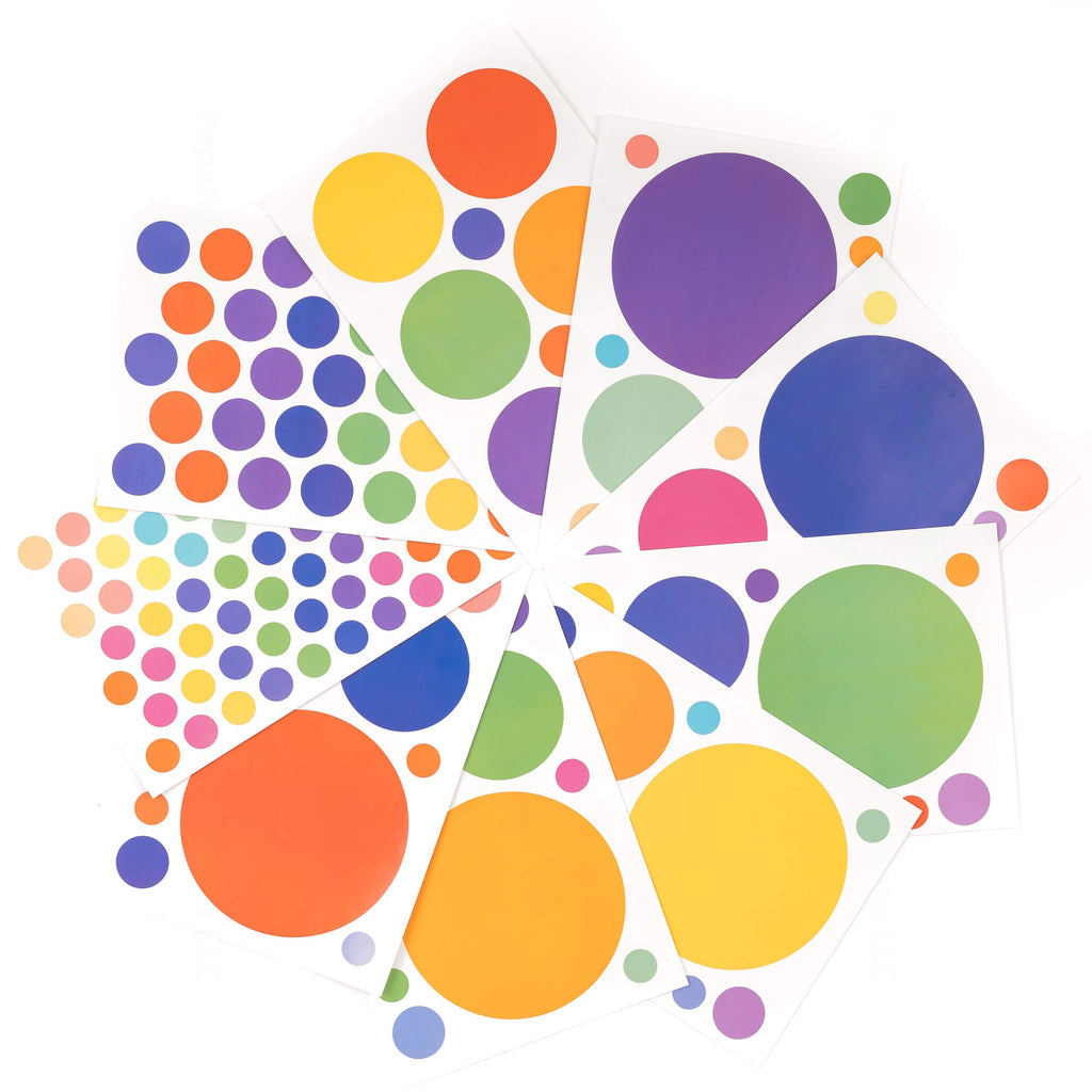 Papakit Round Polka Dot Confetti Wall Decal Baby Nursery Child Kid Boy Girl Bedroom Home Decor (Bright And Bold Rainbow, Assorte