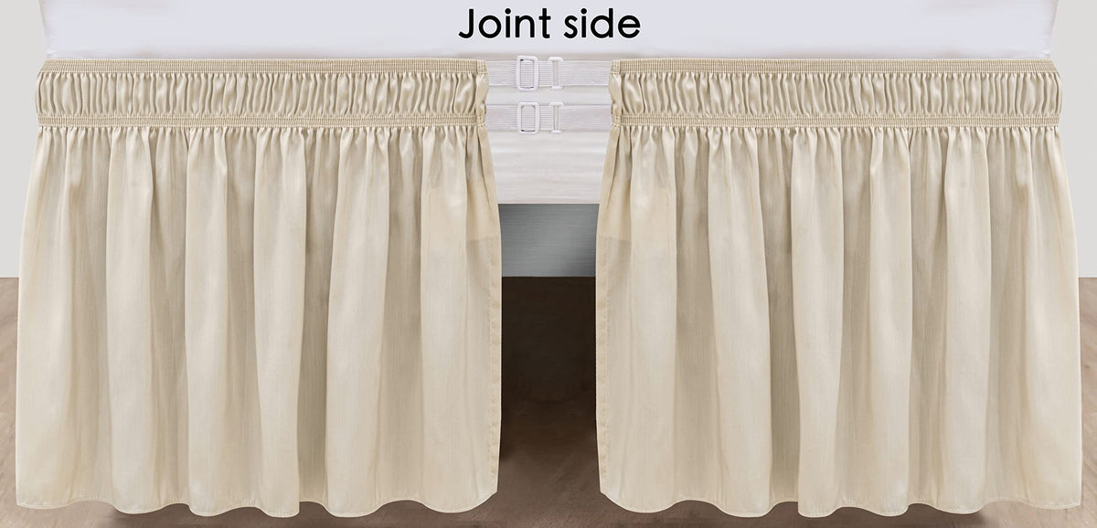Biscaynebay Wrap Around Bed Skirt King Light Camel Polyester Split Corners 16" Drop