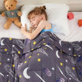 Yescool Weighted Blanket 10 Pounds Cooling Weighted Blanket, Star Galaxy Moon Heavy Blanket For Sleeping, Washable Weighted Thro
