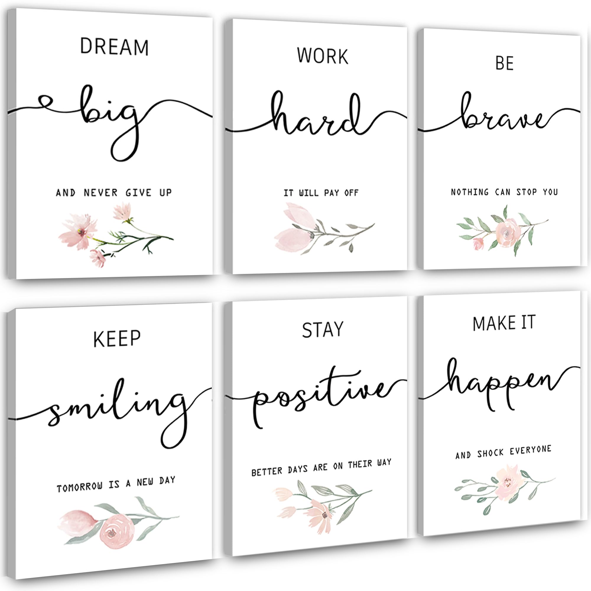 Inspirational Wall Art for Bedroom, Motivational Office Wall Art Decor, Framed Canvas Wall Art for Women, Girls, Positive Affirm