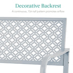 Best Choice Products Outdoor Bench 2-Person Metal Steel Benches Furniture For Garden, Patio, Porch, Entryway W/Geometric Backrest, 790Lb Capacity - Light Gray