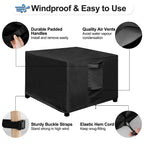 Outdoorlines Outdoor Waterproof Patio Ottoman Covers - Square Uv-Proof Patio Side Table Cover Windproof Heavy-Duty Furniture Covering Protector 28L X 28W X 17H Inch, Black