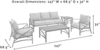 Crosley Furniture Kaplan 5-Piece Outdoor Sofa Patio Furniture Set, Conversation Sets For Porch, Deck, Oiled Bronze With Mist Cushions