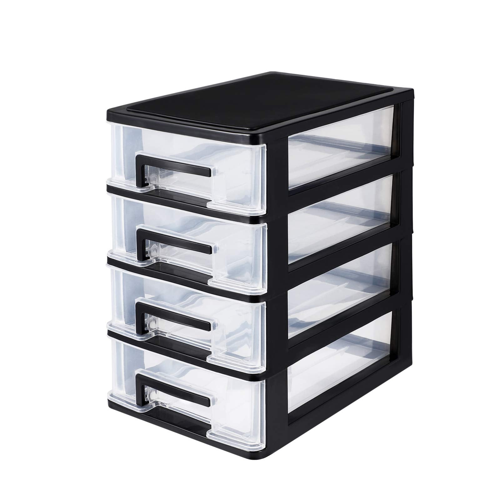 Sewacc Plastic Drawers 4- Layer Small Drawer Organizer Desktop Organizer With Drawers Transparent Drawer Office Supplies Organiz