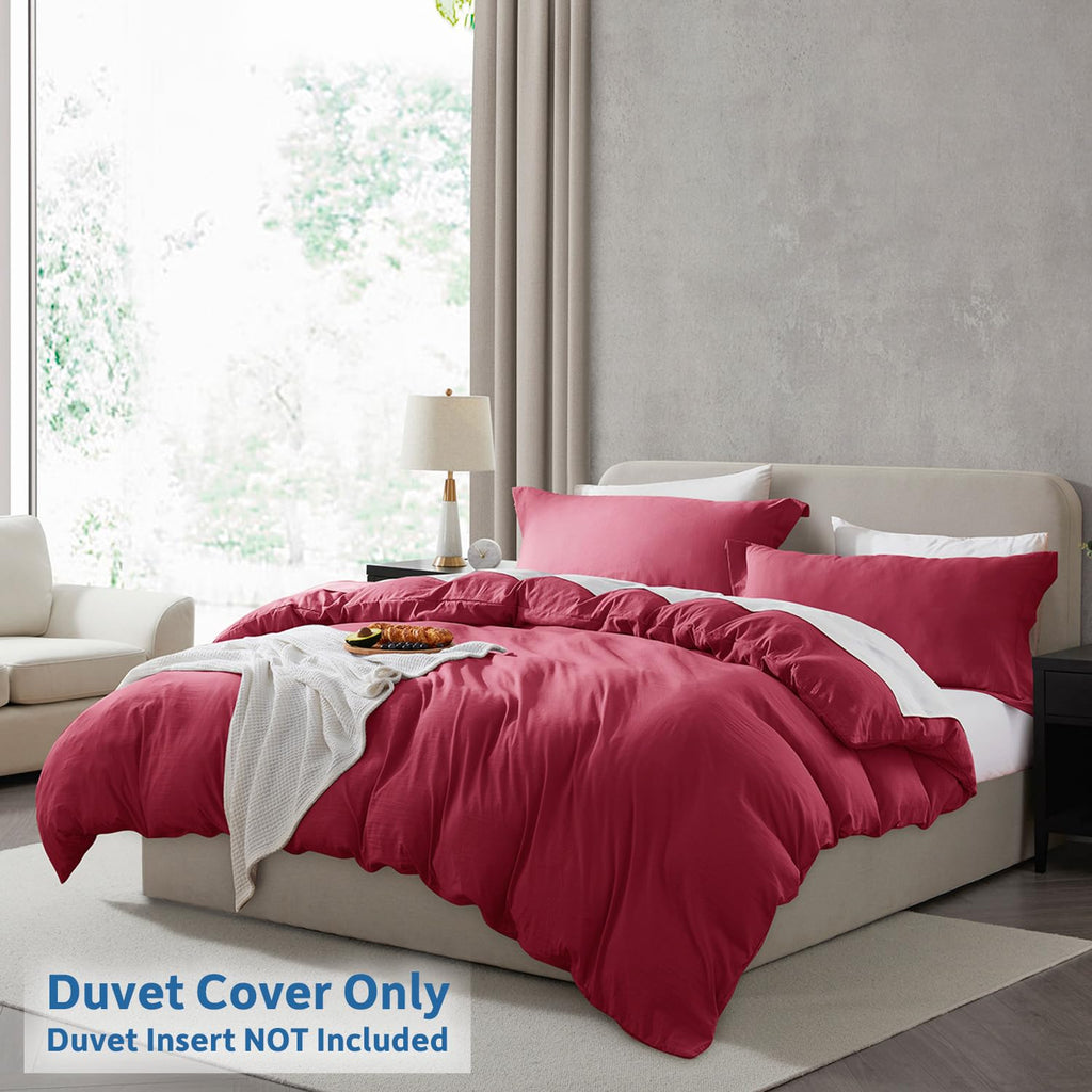 Nestl Burgundy Red Duvet Cover King Size - Soft Prewashed King Duvet Cover Set, 3 Piece, With Zipper Closure, 1 Duvet Cover 104X90 Inches And 2 Pillow Shams - No Comforter