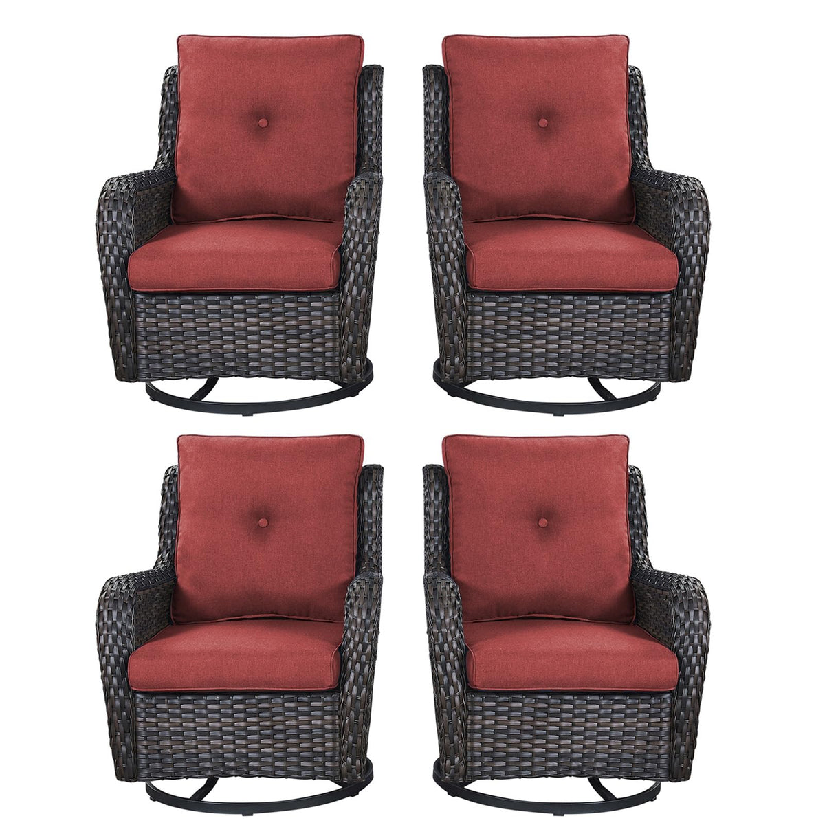 Rilyson Patio Chairs Wicker Outdoor Chair - 4 Piece Rattan Swivel Rocking Chairs Set Patio Glider Rocker Chair For Porch Deck Ga