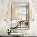 Pregaspor Mirror on Mirror Wall Mirror for Bathroom, 24 x 36 Rectangular Frameless Bathroom Vanity Mirror, Polished Beveled Mirr
