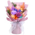 Amoueterno Preserved Flowers Bouquet Natural Real Roses And Flowers,Hand Made Bouquet,Gifts For Valentines Day,Mothers Day,Anniv