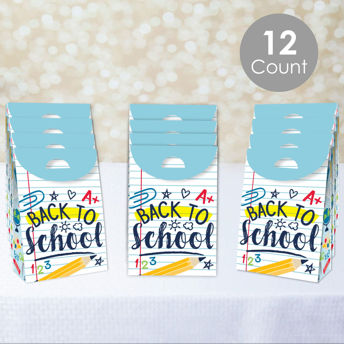 Big Dot Of Happiness Back To School - First Day Of School Classroom Gift Favor Bags - Party Goodie Boxes - Set Of 12