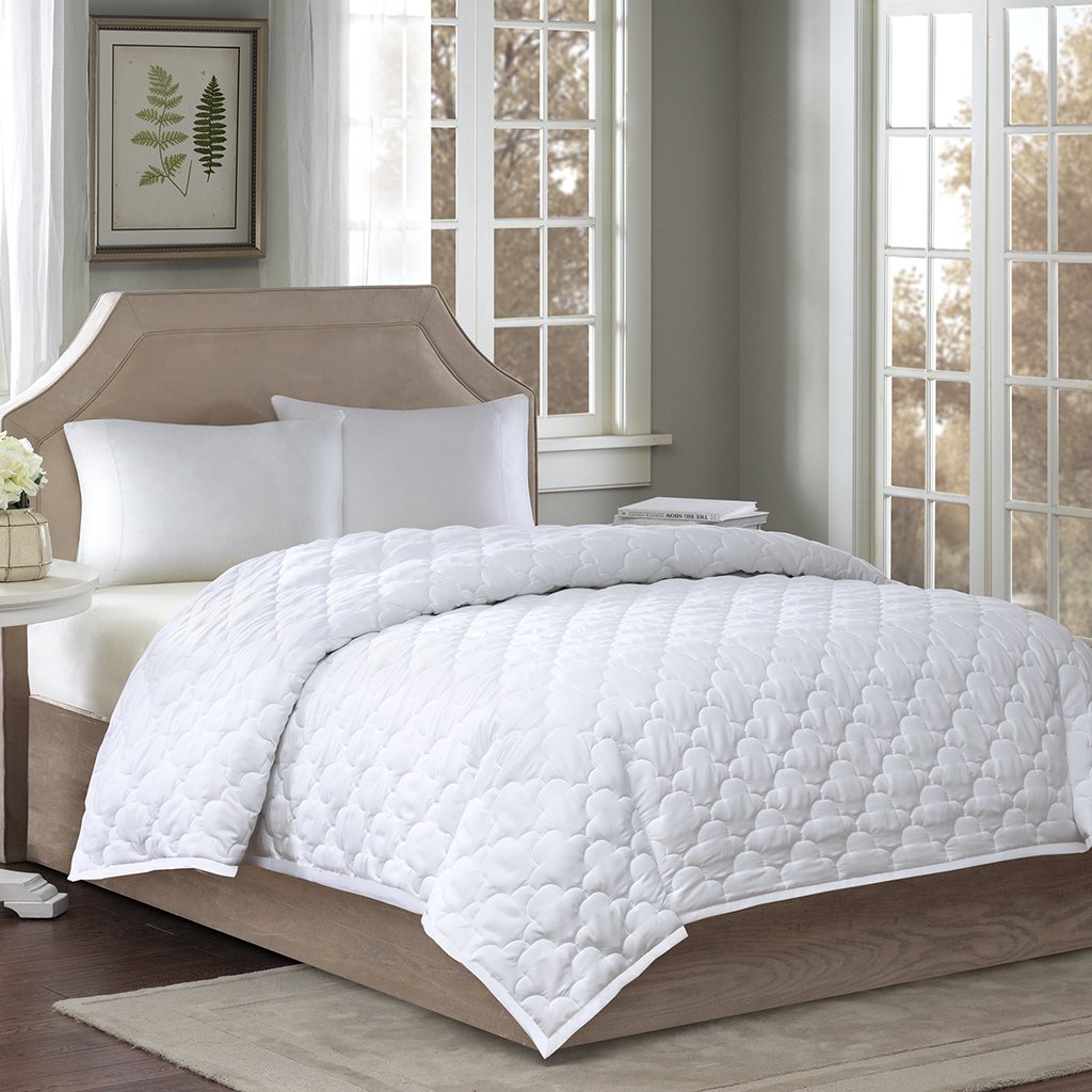Sleep Philosophy Wonder Wool 300 Thread Count Tc Cotton Sateen Double Insertion Wool Blended Bed Blanket, Twin, White