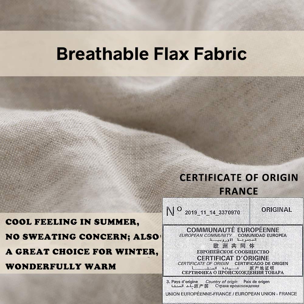 Simple&Opulence 100% Linen Duvet Cover Set With Embroidery Border Washed - 2 Pieces (1 Duvet Cover & 1 Pillow Sham) With Button Closure Soft Breathable Farmhouse - Linen, Twin Size
