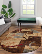 Unique Loom Barista Collection Area Rug - Kouillou (5' 3'' x 8' Oval, Multi/Brown)