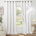 Lajode White 100% Blackout Linen Curtains For Living Room 90 Inches Long 2 Panels, Faux Linen Textured Floor Length Thermal Insu