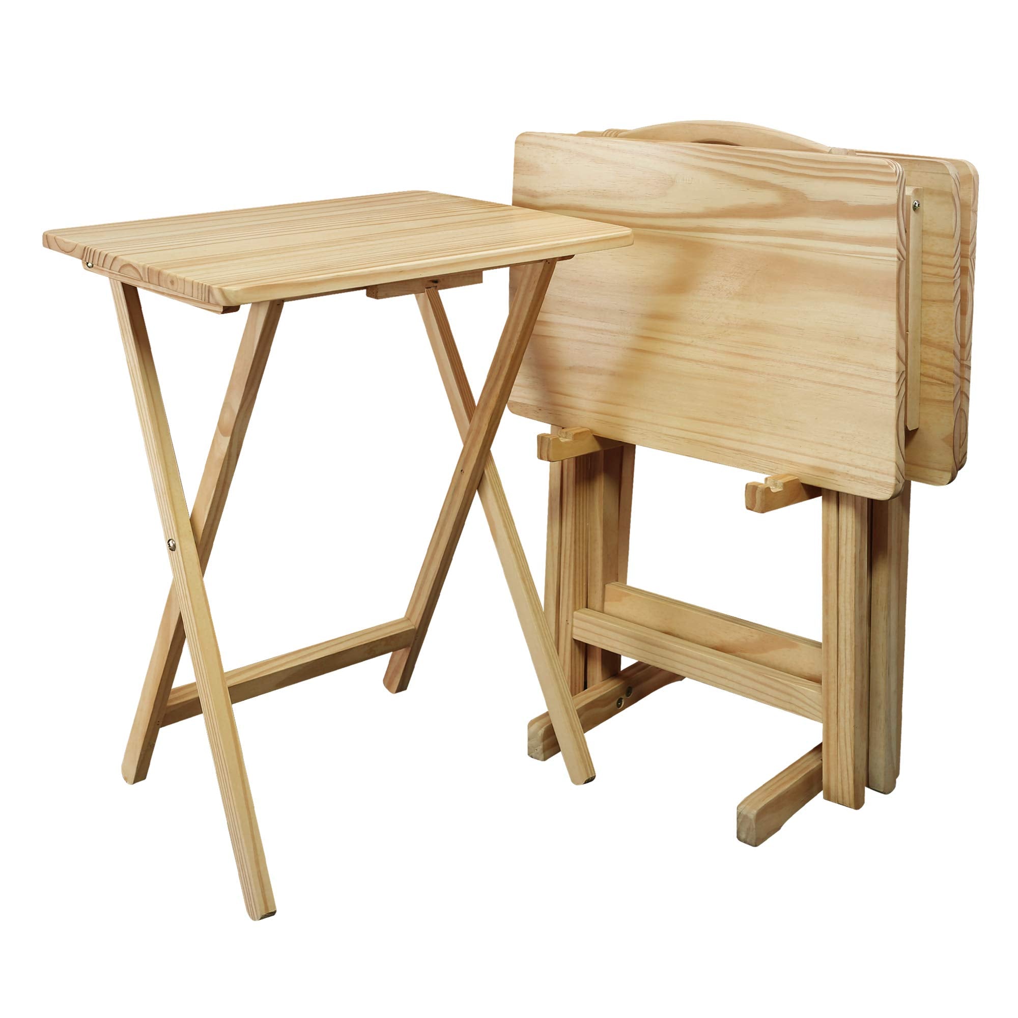 Casual Home 5pcs Tray Table Set, Natural (New), 14.75 in x 19 in x 25.5 in