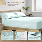 Thread Spread Twin Xl Sheets - 400 Thread Count 3 Pc Xl Twin Sheet, 100% Cotton Twin Xl Sheet Sets, Extra Long Twin Sheets For Dorm Room, Soft, Cooling & Luxury Sateen Sheets, Cotton Sheets (Sea Foam)
