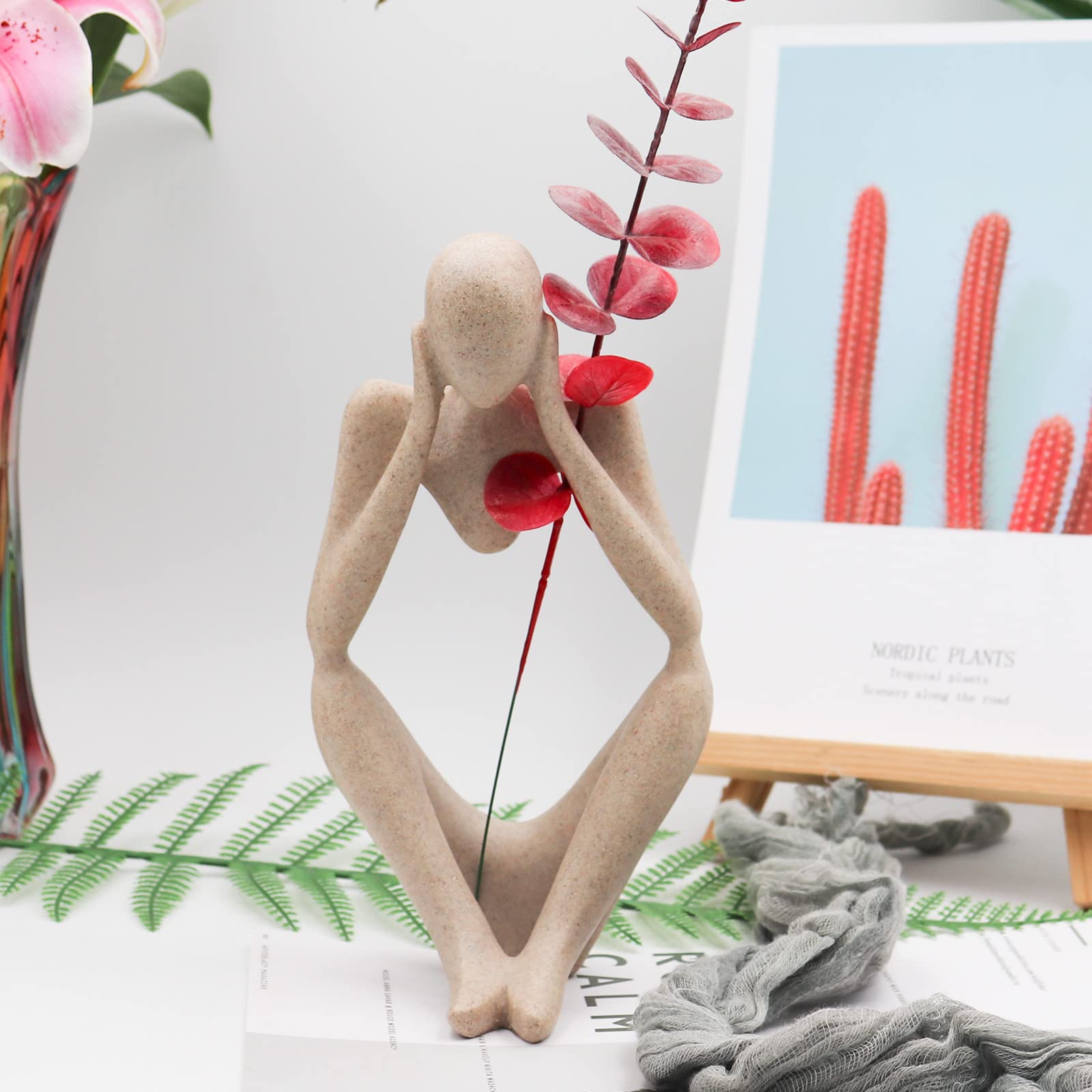 Thinker Statues and Sculptures, Sandstone Resin Thinker Statue Ornaments, Abstract Style Sculptures, Housewarming Gifts, Housewa
