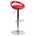 2 Pk. Contemporary Silver Plastic Adjustable Height Barstool with Chrome Base