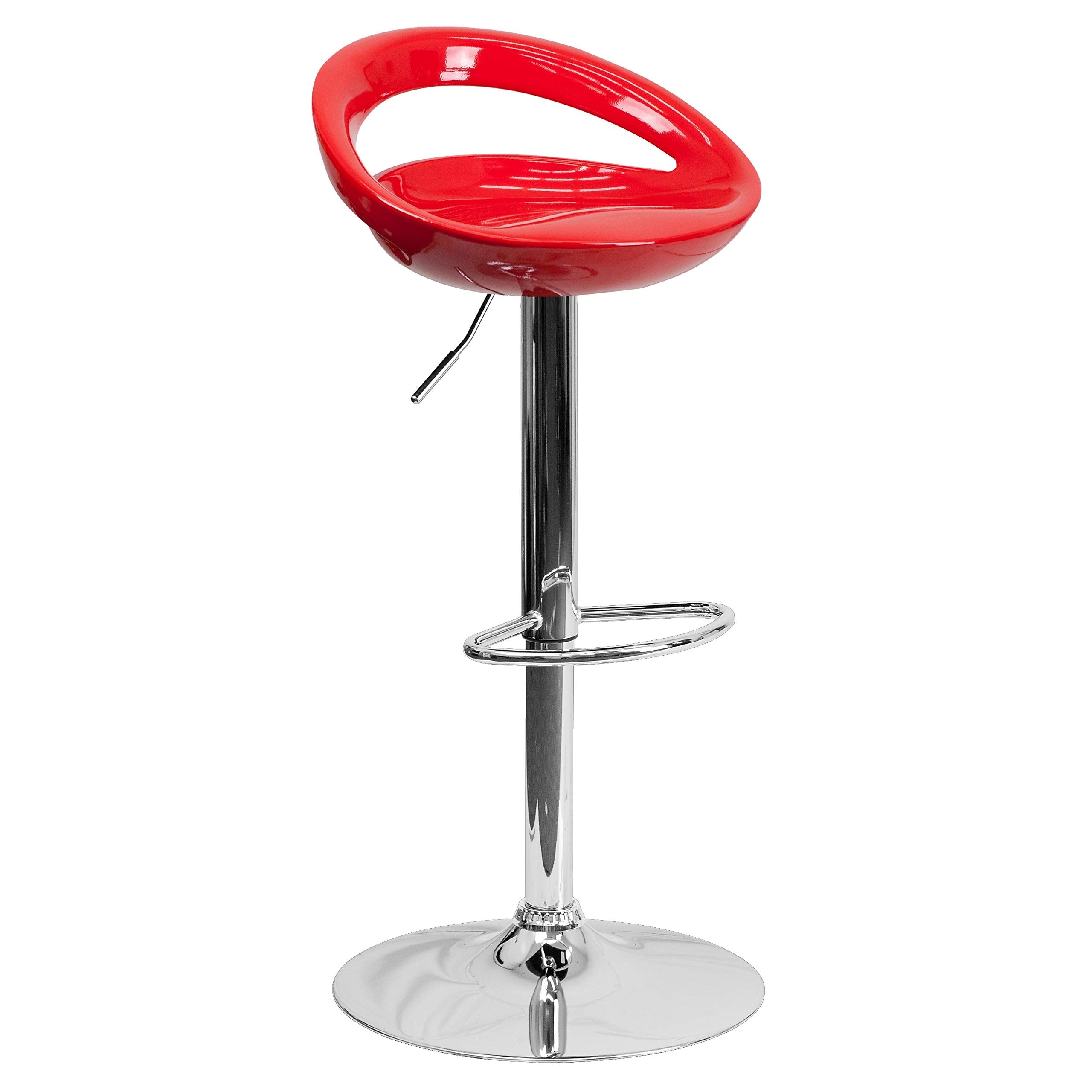 2 Pk. Contemporary Silver Plastic Adjustable Height Barstool with Chrome Base