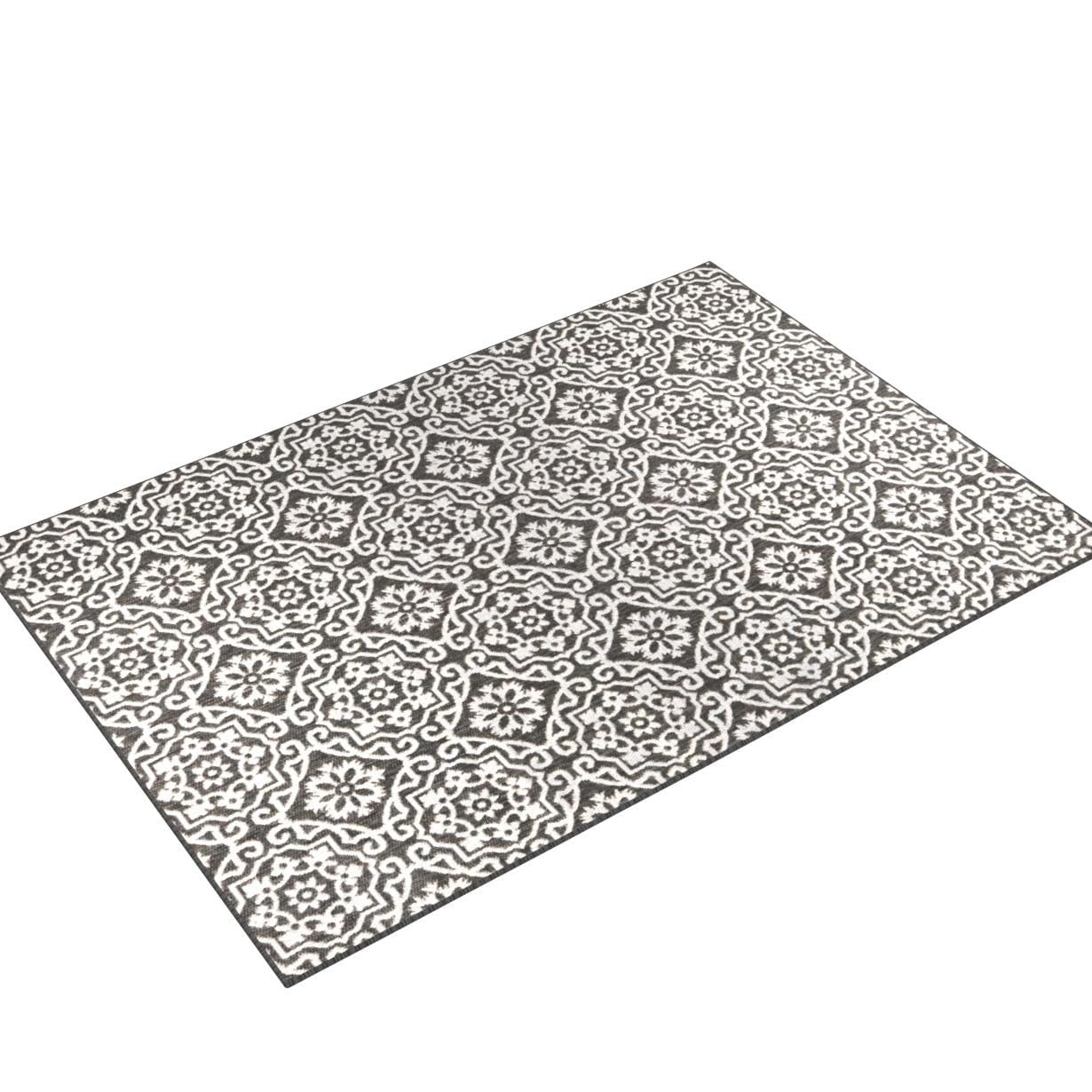 Nicole Miller New York Patio Country Danica Transitional Geometric Indoor/Outdoor Area Rug, Black/Grey, 3'11'X5'2'