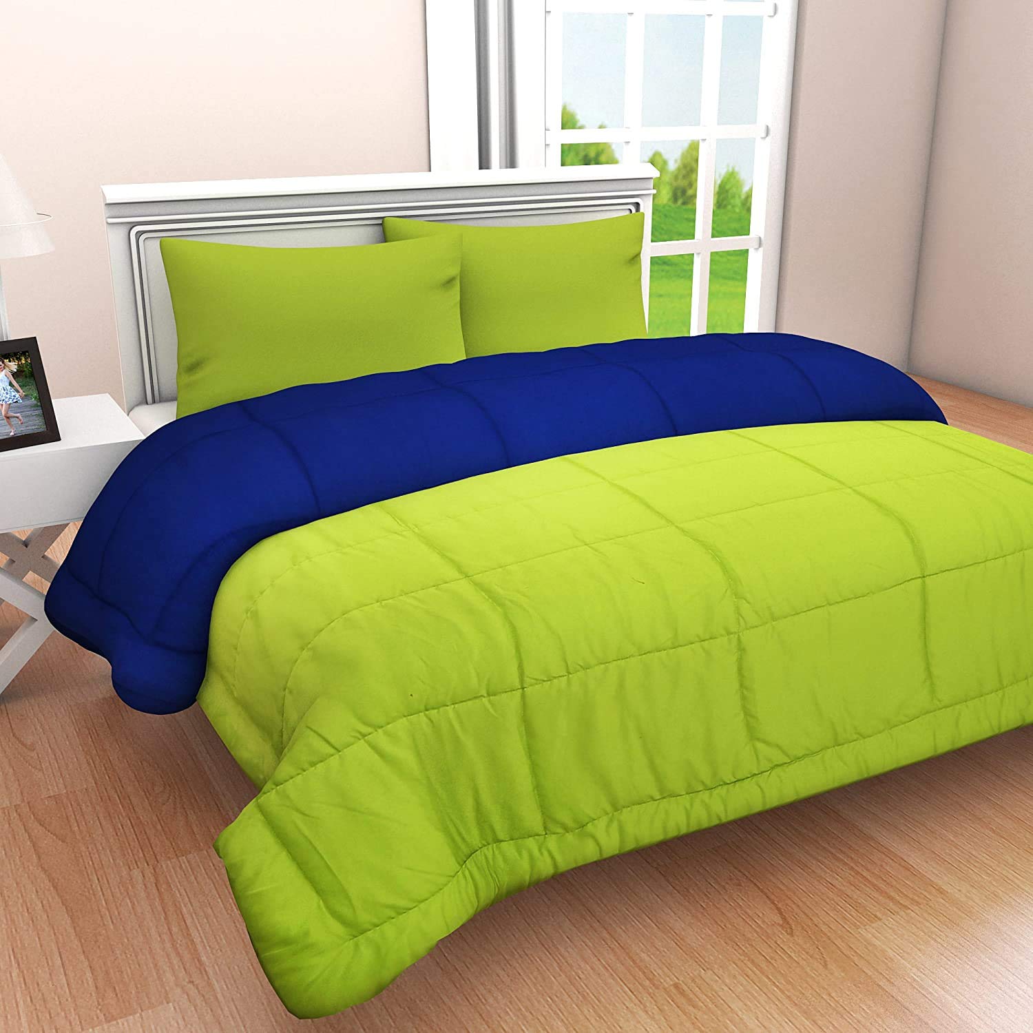Svt Microfiber 200Tc Comforter (Single_Green & Blue)