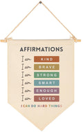 Affirmations I Am Kind-Inspiration Quotes Classroom Gifts for Baby Boys Girls Kids-Canvas Hanging Flag Pennant Banner Wall Decor